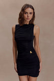 Amia Slinky Sleeveless Mini Dress With Hardware Black