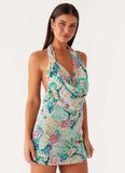 Laid Back Cowl Mini Dress Santorini Floral