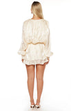 Quinton Pearl Satin Long Sleeve Tie Mini Dress