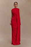 Amandine Ruched Slinky Maxi Dress Ruby