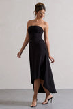 Ariela Black Bandeau High Low Midi Dress