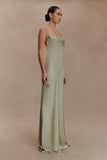 Isadora Lace Satin Maxi Dress Sage