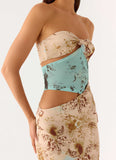 React Strapless Maxi Dress Desert Blur