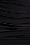 Yara Black One Shoulder Cape Ruched Midi Dress