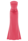 Madison Strapless Slinky Maxi Dress Coral