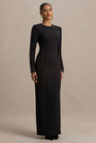 Vaila Black Crew Neck Maxi Dress