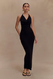 Ayella Cowl Knit Maxi Dress Black