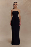 Kalila Strapless Crepe Maxi Dress Black