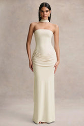 Graciella Stone Bandeau Maxi Dress With Draped Detailing And Scarf
