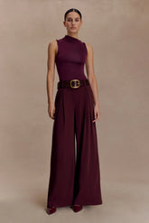 Hadleigh Sleeveless Slinky Top Burgundy