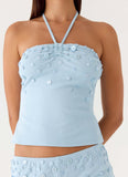 Bonita Button Mini Shorts Pale Blue