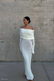 Marisol Off Shoulder Boucle Maxi Dress Ivory