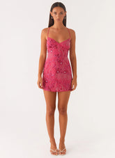 Vietta Sequin Cami Micro Mini Dress Fuchsia