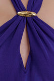 Ozias Halter Semi Sheer Knit Maxi Dress Deep Purple