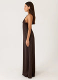Samaria Halter Maxi Dress Chocolate