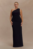 Milena One Shoulder Crepe Maxi Dress Black