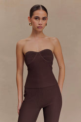 Elodie Strapless Cupped Knit Top Chocolate