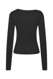 Culver Draped Twist Knit Top Black