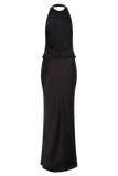 Rinna Satin Halter Maxi Dress Black