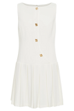 Mackenzie Sleeveless Pleated Mini Dress Ivory