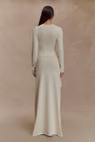Miraby Front Ruched Knit Long Sleeve Top Ivory