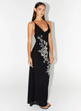 Beki Beaded Mesh Maxi Dress Black