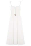 Elias Shirred Cotton Midi Dress White