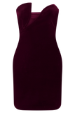 Paulina Velvet Strapless Mini Dress Wine
