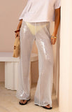 Cordelia White Sequin Wide Leg Pants