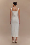 Reyna Denim Midi Dress White