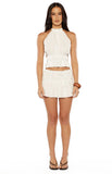 Peyton White Ruched Mini Skirt