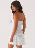 Izi Shirred Mini Dress Sweet Daydream Print