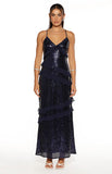 Inara Navy Sequin Ruffle Maxi Dress