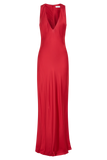 Esme Plunge Satin Maxi Dress Red
