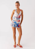 Starlit Night Mini Dress Deep Sea Bloom