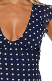 Freisha Navy Polka Dot Mini Dress