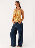 Xander Sequin Halter Top Gold
