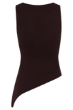 Brock Asymmetrical Neckline Knit Top Dark Chocolate