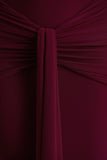 Envisioned Burgundy Bardot Neck Maxi Dress With Gathered And Drape Detail