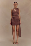 Alicent Slinky Beaded Mini Skirt Chocolate