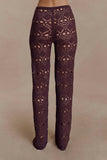 Trena Crochet Knit Pants Chocolate