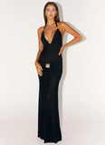 Miyah Halter Hardware Maxi Dress Black