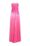 Serena Strapless Taffeta Maxi Dress Crimson Pink