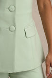 Aceline Light Green Square Neck Tailored Jumpsuit