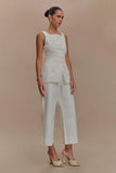 Kaitlyn Cropped Wide Leg Jeans White