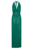 Deeliah Halterneck Crochet Maxi Dress Emerald