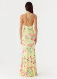 Takedown Halter Maxi Dress Lemon Soleil