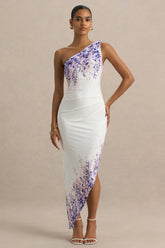 Sybil Wisteria Floral Print Asymmetric Midi Dress