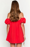 Jozette Red Off The Shoulder Mini Dress
