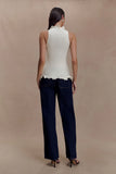Diya Ribbed Sleeveless Top With Wire Hem Ivory